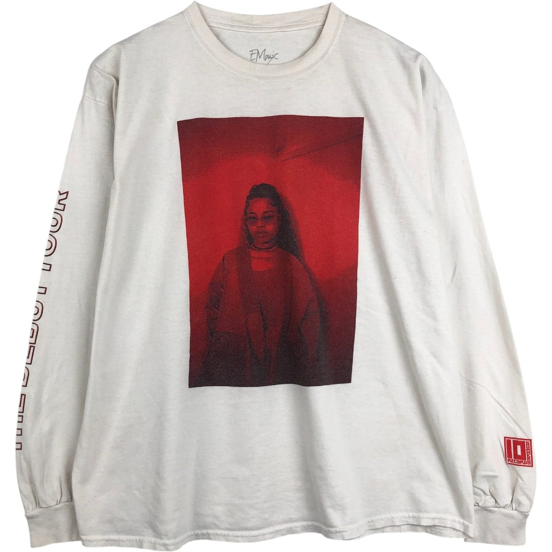 ELLA MAI Long-Sleeve Wrap T-Shirt (Women's XL equivalent) cotton white type Vintage Second Hand