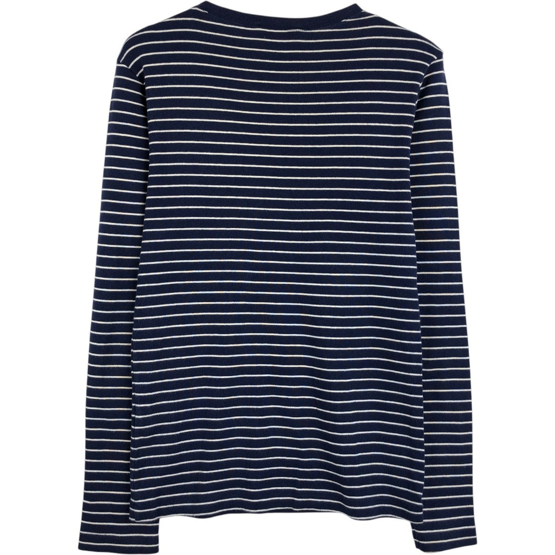 Ralph Lauren RALPH LAUREN SPORT Striped Pattern Long-Sleeve T-Shirt (Women's Size L) cotton navy blue type Vintage Second Hand