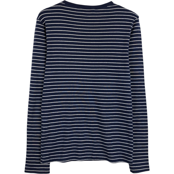 Ralph Lauren RALPH LAUREN SPORT Striped Pattern Long-Sleeve T-Shirt (Women's Size L) cotton navy blue type Vintage Second Hand