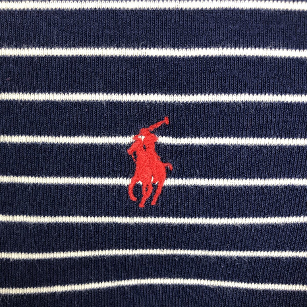 Ralph Lauren RALPH LAUREN SPORT Striped Pattern Long-Sleeve T-Shirt (Women's Size L) cotton navy blue type Vintage Second Hand