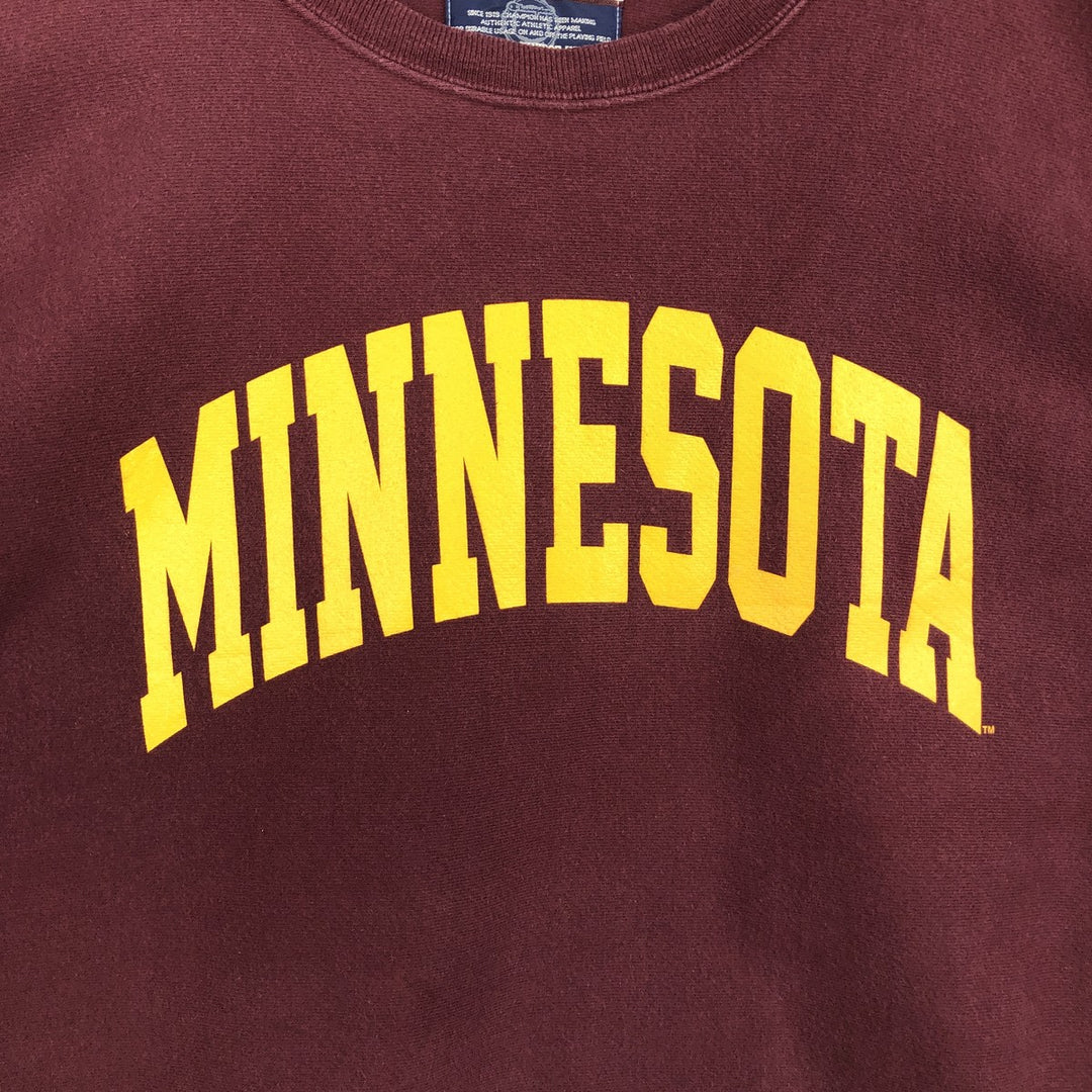 2000'S Champion Premium Reverse Weave University of Minnesota College Sweatshirt (Men's XL equivalent) cotton red type reddish brown Vintage Second Hand