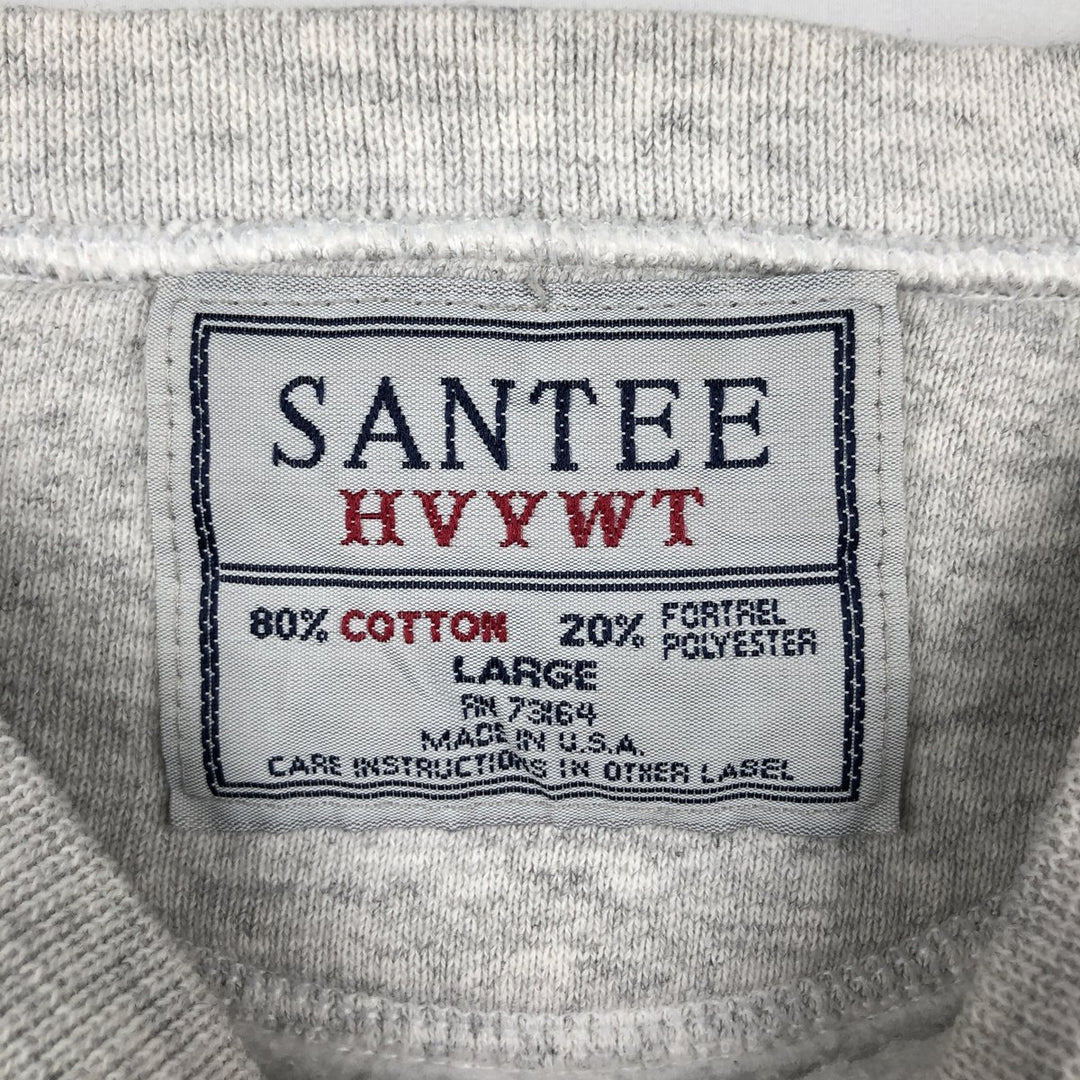90'S Santee Heavyweight College Sweatshirt, Made in USA, Men's Size L (Equivalent), Vintage cotton white type Vintage Second Hand