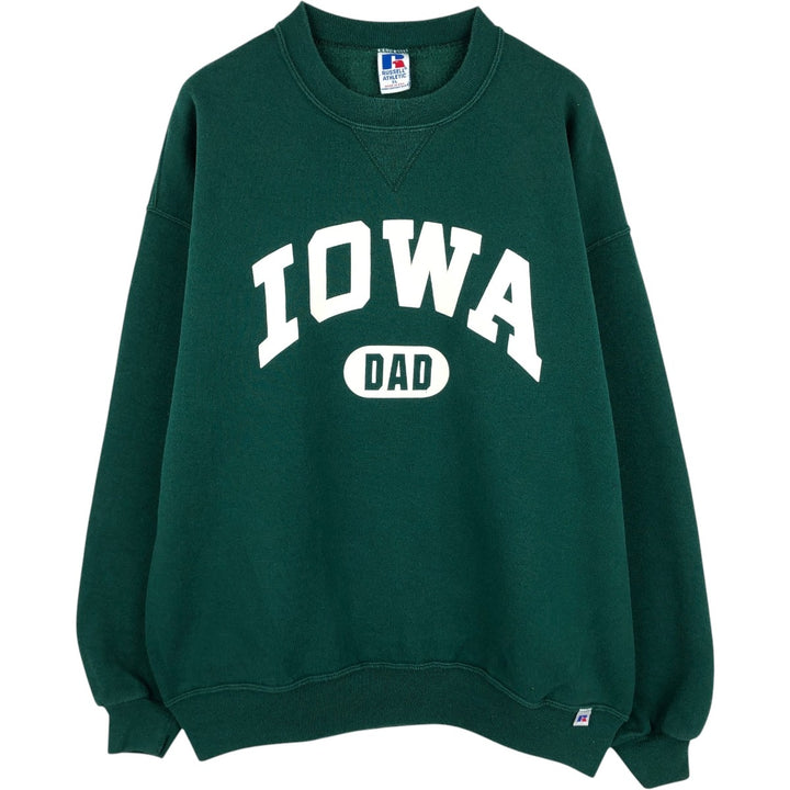 90'S Russell IOWA University of Iowa College Sweatshirt, Made in USA, Men's XL equivalent, Vintage cotton green type Vintage Second Hand