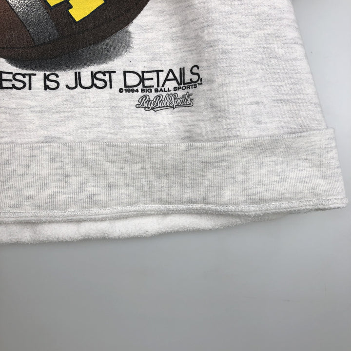 90'S Cotton Deluxe University of Michigan College Sweatshirt, Made in USA, Men's Size L (Equivalent), Vintage cotton gray type Vintage Second Hand