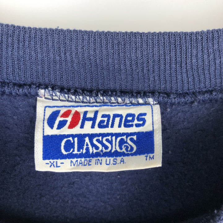 80'S Hanes University of Michigan Triple Print College Sweatshirt, Made in USA, Men's XL (approx.) Vintage cotton navy blue type Vintage Second Hand