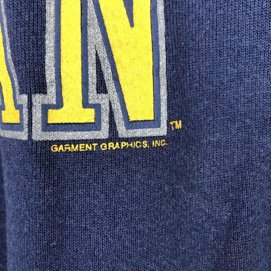 80'S Hanes University of Michigan Triple Print College Sweatshirt, Made in USA, Men's XL (approx.) Vintage cotton navy blue type Vintage Second Hand