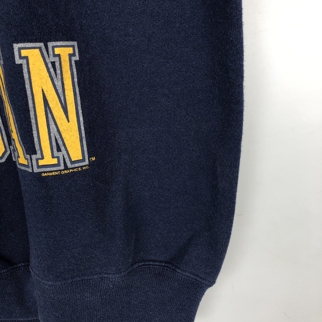 80'S Hanes University of Michigan Triple Print College Sweatshirt, Made in USA, Men's XL (approx.) Vintage cotton navy blue type Vintage Second Hand