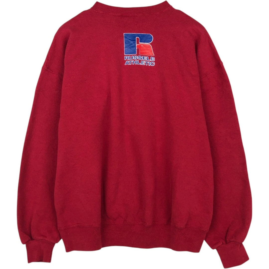 90'S Russell College Sweatshirt, Made in USA, Men's XL, Vintage cotton wine-red Vintage Second Hand
