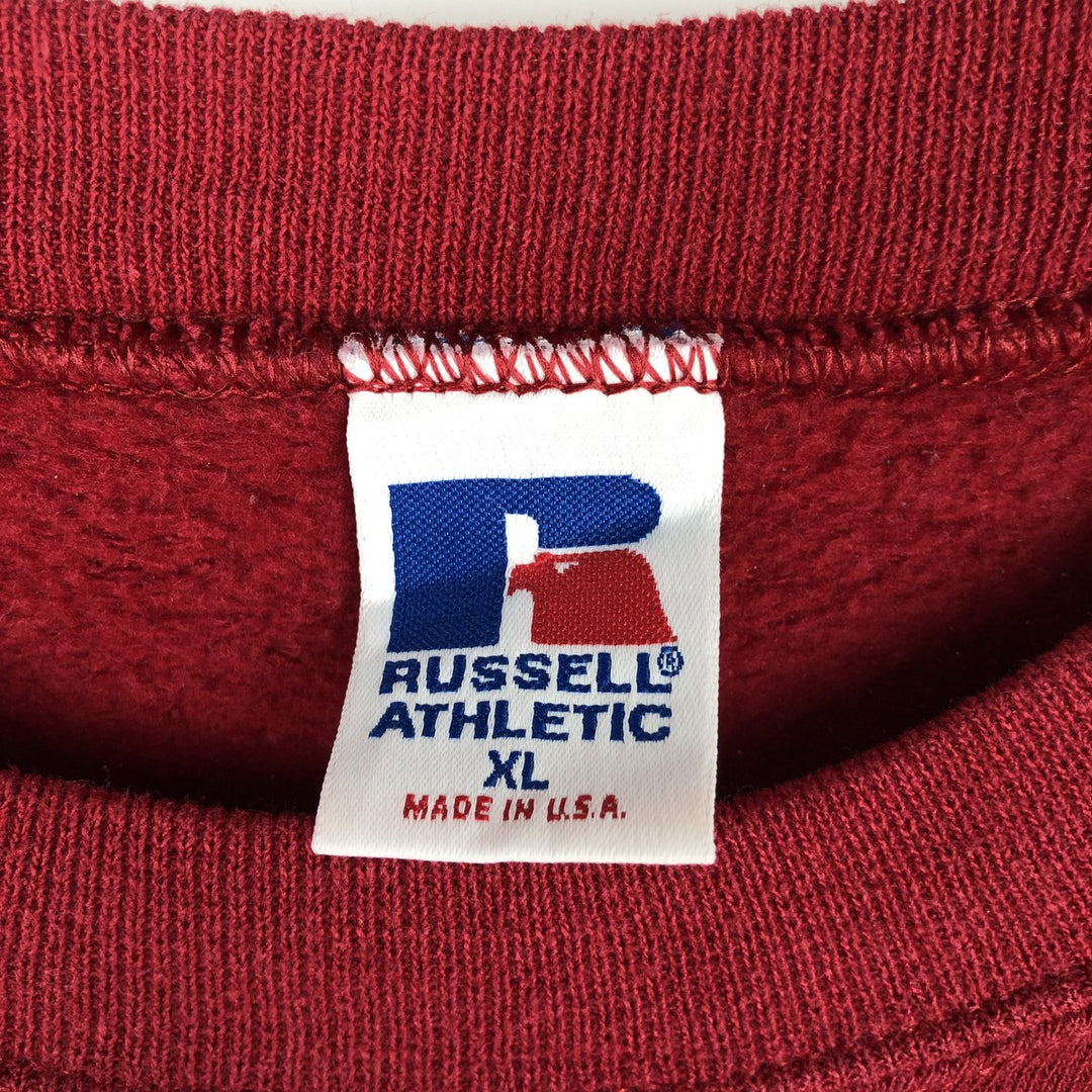 90'S Russell College Sweatshirt, Made in USA, Men's XL, Vintage cotton wine-red Vintage Second Hand