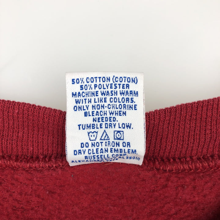 90'S Russell College Sweatshirt, Made in USA, Men's XL, Vintage cotton wine-red Vintage Second Hand