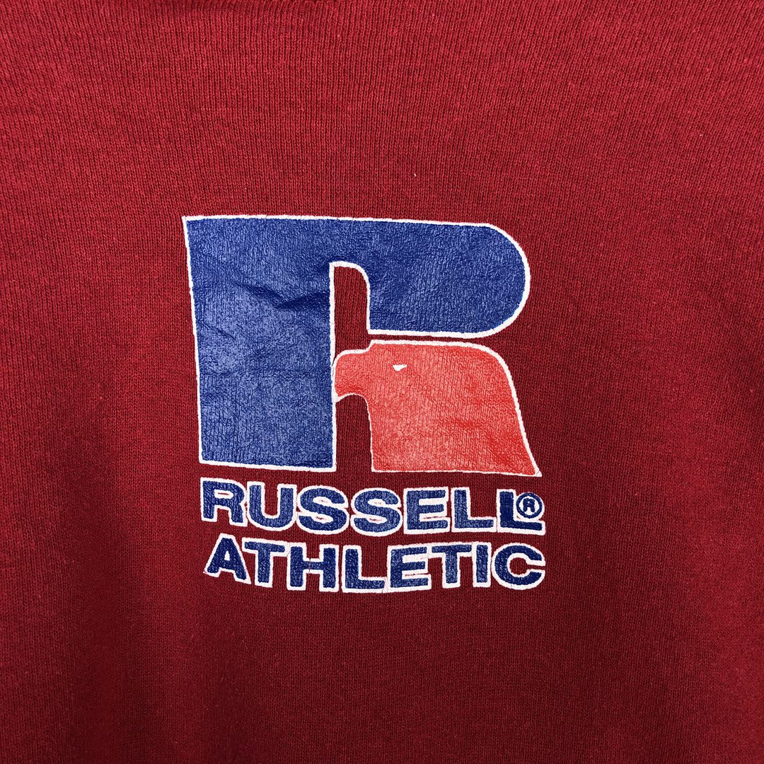 90'S Russell College Sweatshirt, Made in USA, Men's XL, Vintage cotton wine-red Vintage Second Hand