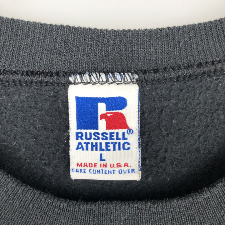 90'S Russell College Sweatshirt, Made in USA, Men's L, Vintage cotton black type Vintage Second Hand
