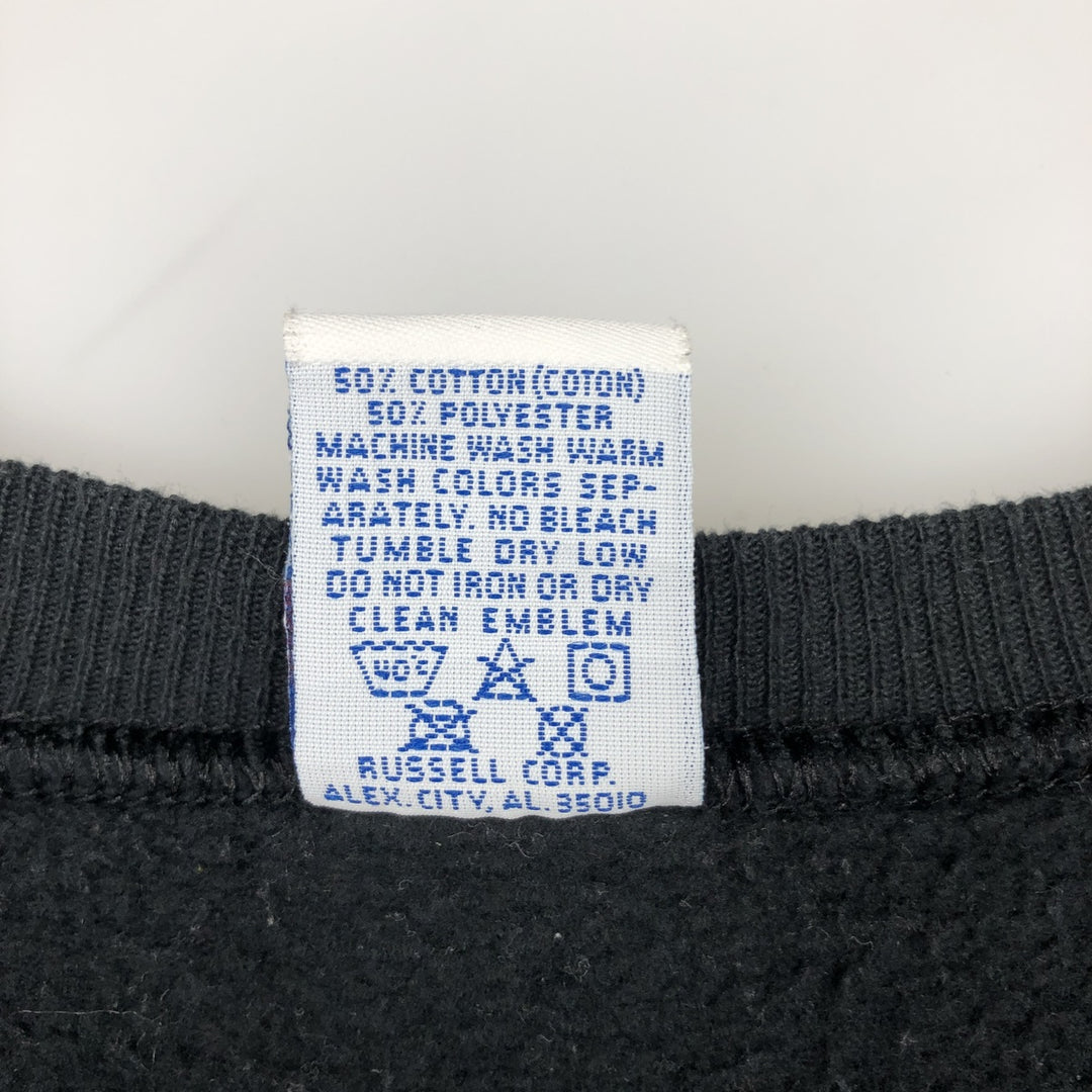 90'S Russell College Sweatshirt, Made in USA, Men's L, Vintage cotton black type Vintage Second Hand
