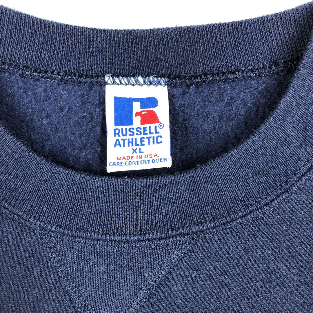 90'S Russell College Sweatshirt, Made in USA, Men's XL, Vintage cotton navy blue type Vintage Second Hand
