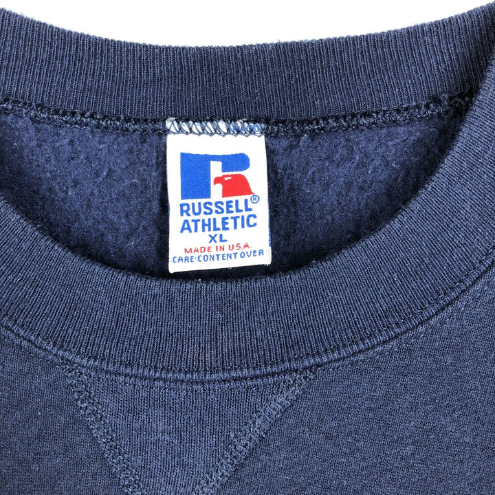 90'S Russell College Sweatshirt, Made in USA, Men's XL, Vintage cotton navy blue type Vintage Second Hand