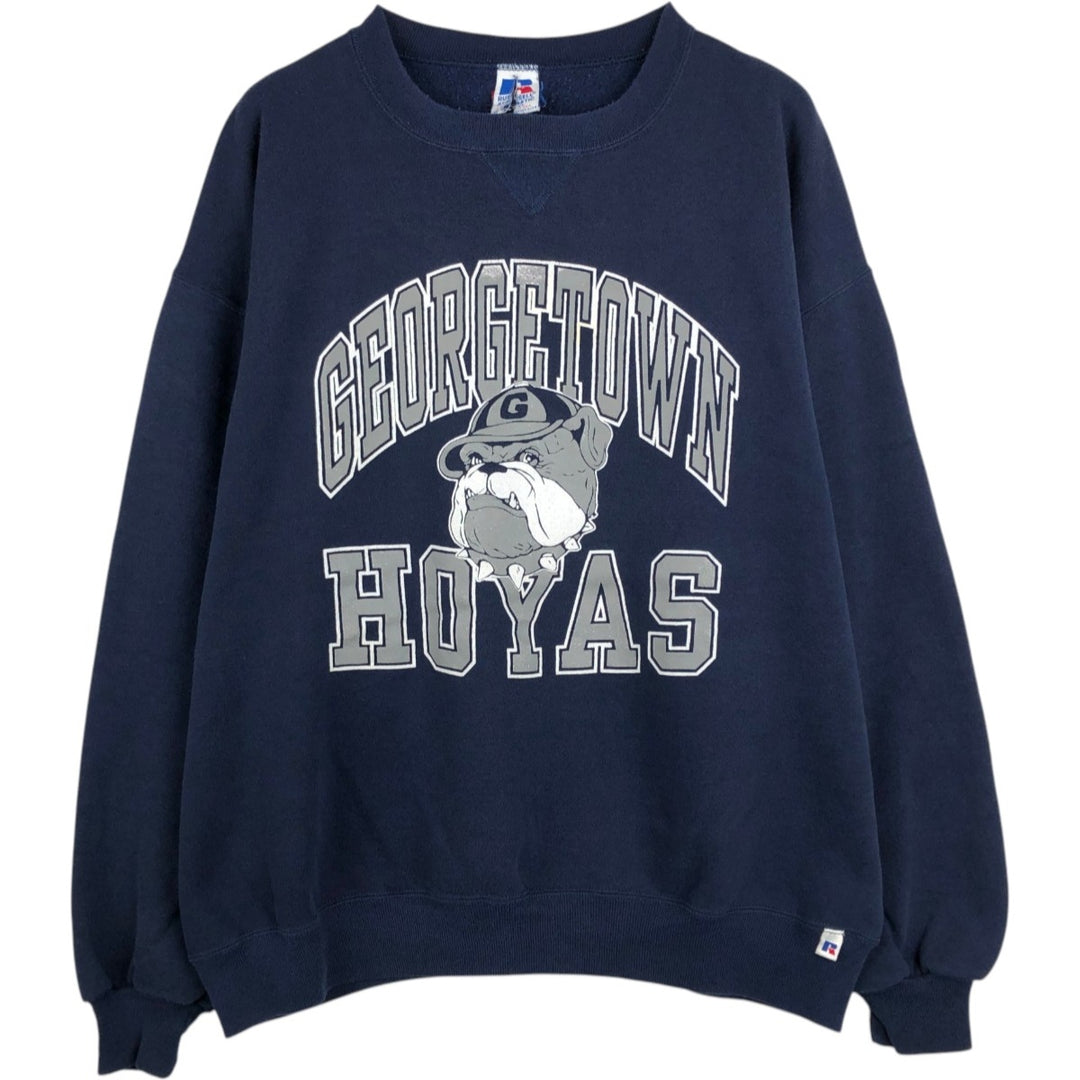 90'S Russell Dog Print College Character Sweatshirt, Made in USA, Men's XXL (approx.) Vintage cotton navy blue type Vintage Second Hand