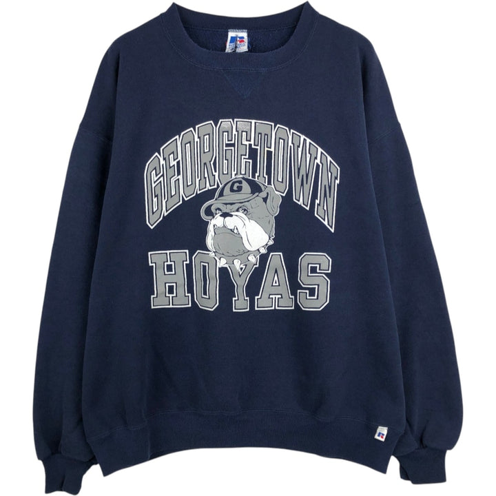 90'S Russell Dog Print College Character Sweatshirt, Made in USA, Men's XXL (approx.) Vintage cotton navy blue type Vintage Second Hand