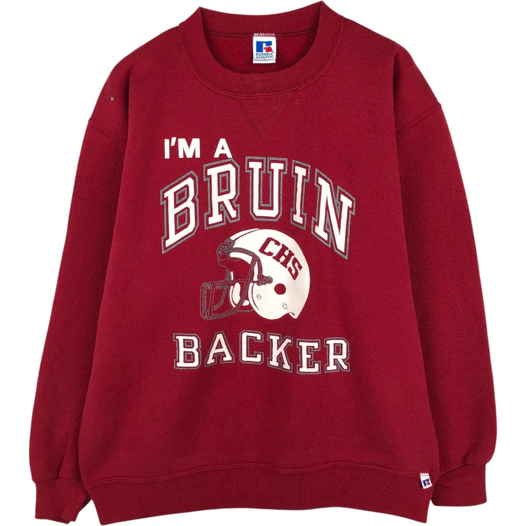 90'S Russell College Sweatshirt, Made in USA, Men's L, Vintage cotton red type Vintage Second Hand