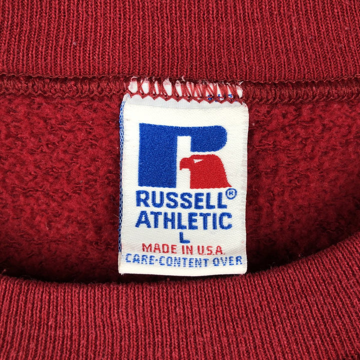 90'S Russell College Sweatshirt, Made in USA, Men's L, Vintage cotton red type Vintage Second Hand