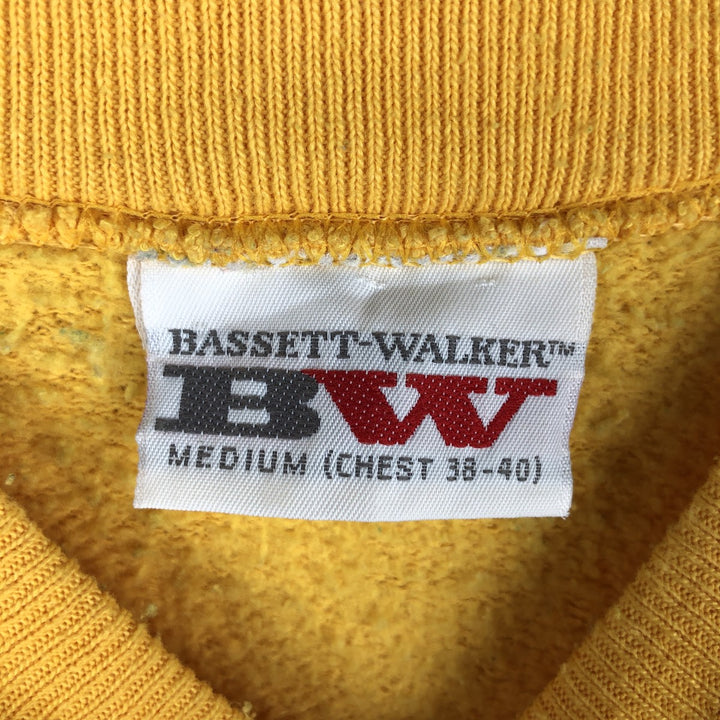 BASSETT-WALKER College Sweatshirt, Made in USA, Men's Size M (approx.) unclear yellow type Vintage Second Hand