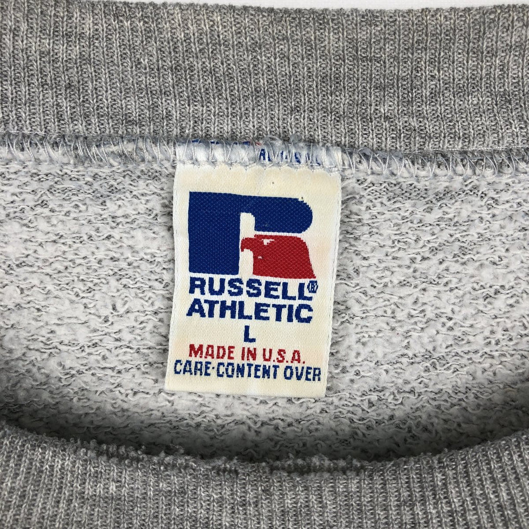 90'S Russell College Sweatshirt, Made in USA, Men's L, Vintage polyester gray type Vintage Second Hand
