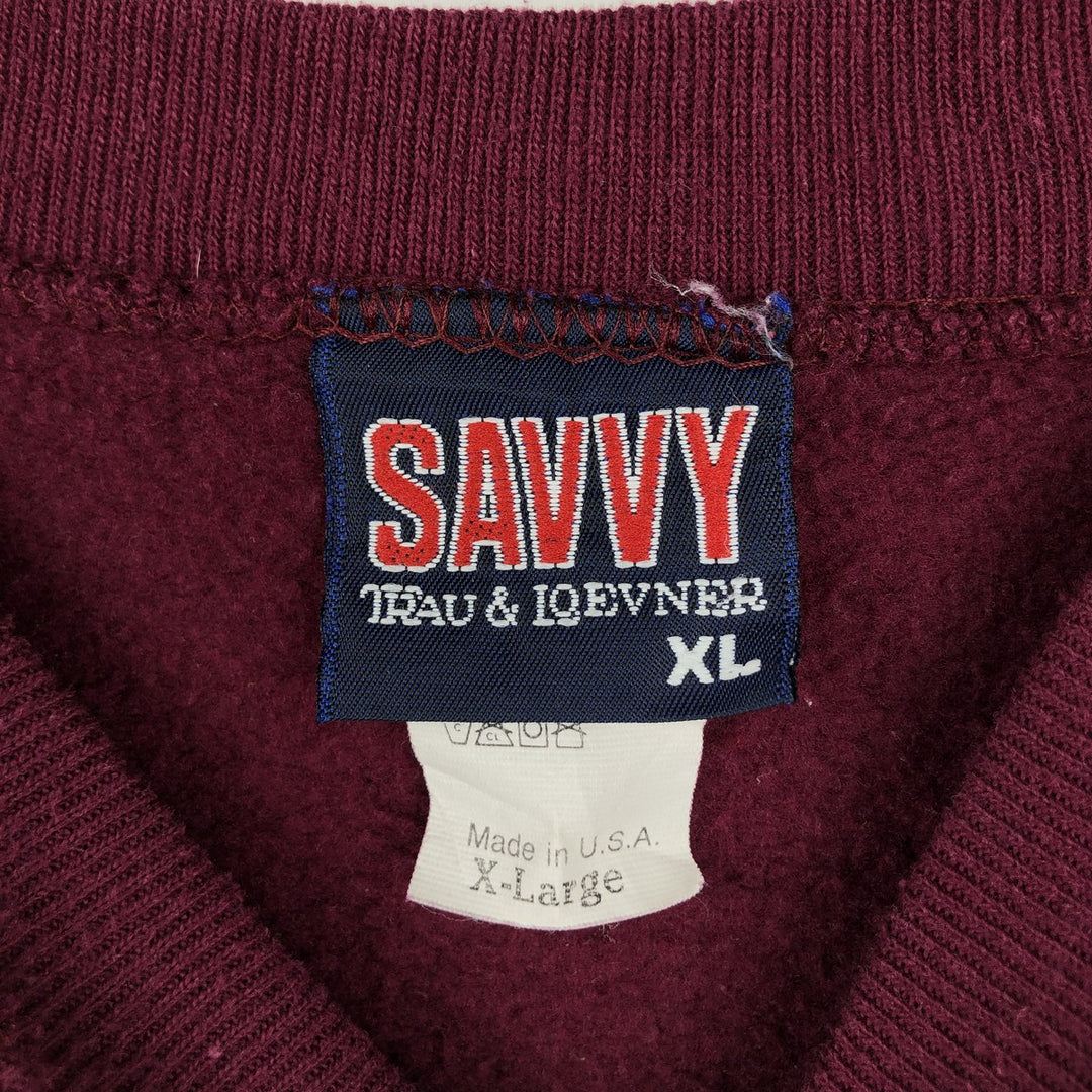 90'S SAVVY MINNESOTA University of Minnesota College Sweatshirt, Made in USA, Men's XL equivalent, Vintage cotton Red type red-purple Vintage Second Hand