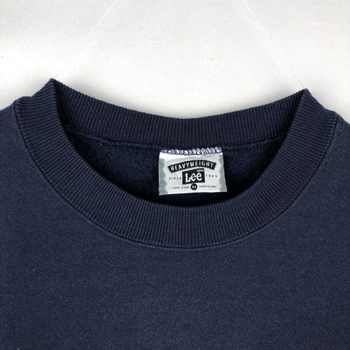 90'S Lee Heavyweight College Sweatshirt, Made in USA, Men's XL equivalent, Vintage cotton navy blue type Vintage Second Hand