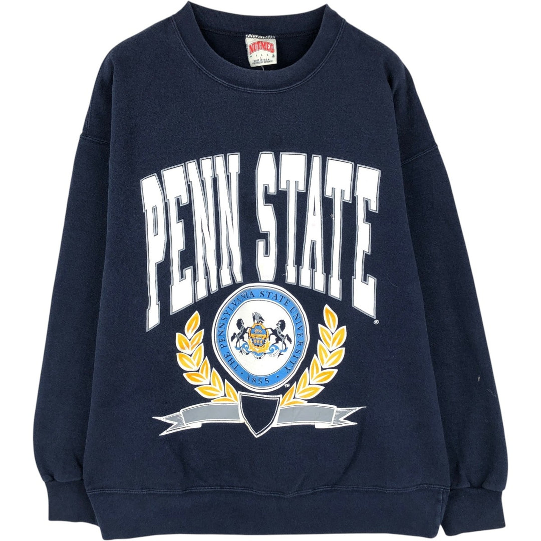 90'S NUTMEG PENN STATE Pennsylvania State University College Sweatshirt, Made in USA, Men's Size L (approx.), Vintage cotton navy blue type Vintage Second Hand