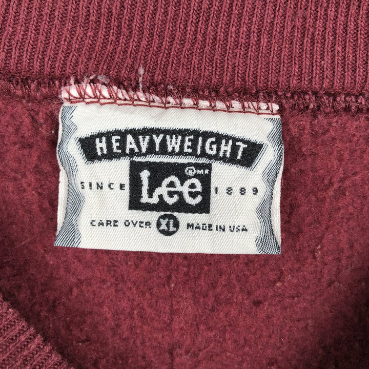 90'S Lee Heavyweight College Sweatshirt, Made in USA, Men's XL equivalent, Vintage cotton Red type red-purple Vintage Second Hand