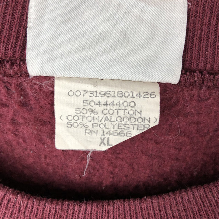 90'S Lee Heavyweight College Sweatshirt, Made in USA, Men's XL equivalent, Vintage cotton Red type red-purple Vintage Second Hand