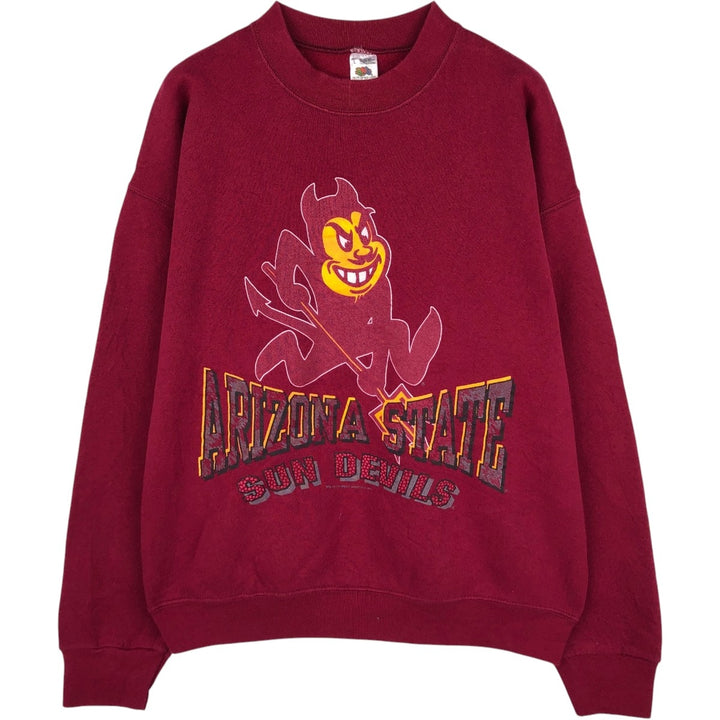 90'S Fruit of the Loom College Sweatshirt, Made in USA, Men's Size L, Vintage cotton red type Vintage Second Hand