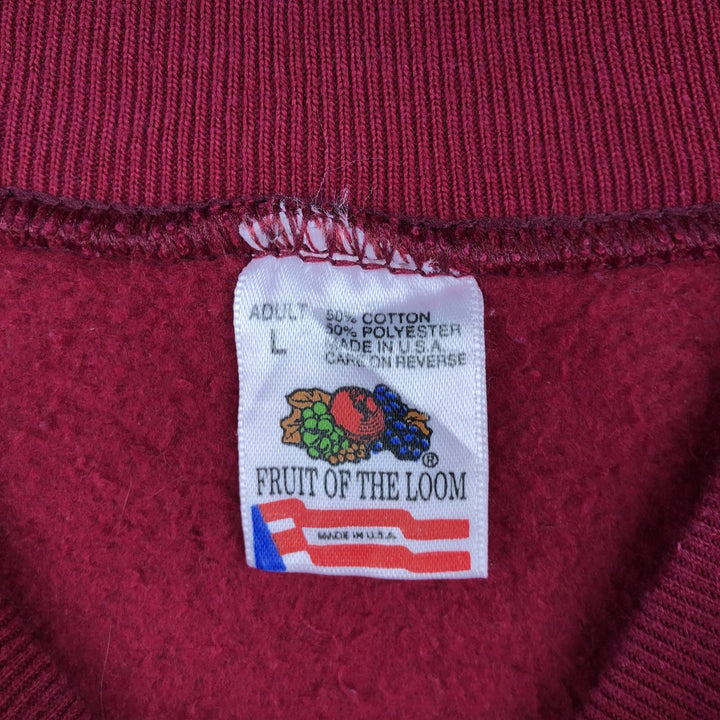 90'S Fruit of the Loom College Sweatshirt, Made in USA, Men's Size L, Vintage cotton red type Vintage Second Hand
