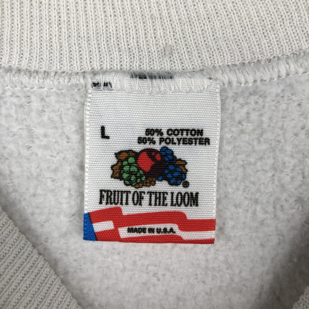 Vintage 1980'S Fruit of the Loom college sweatshirt, made in the USA, size L, men's cotton white type Vintage Second Hand