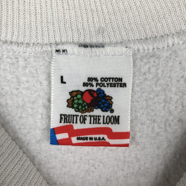 Vintage 1980'S Fruit of the Loom college sweatshirt, made in the USA, size L, men's cotton white type Vintage Second Hand