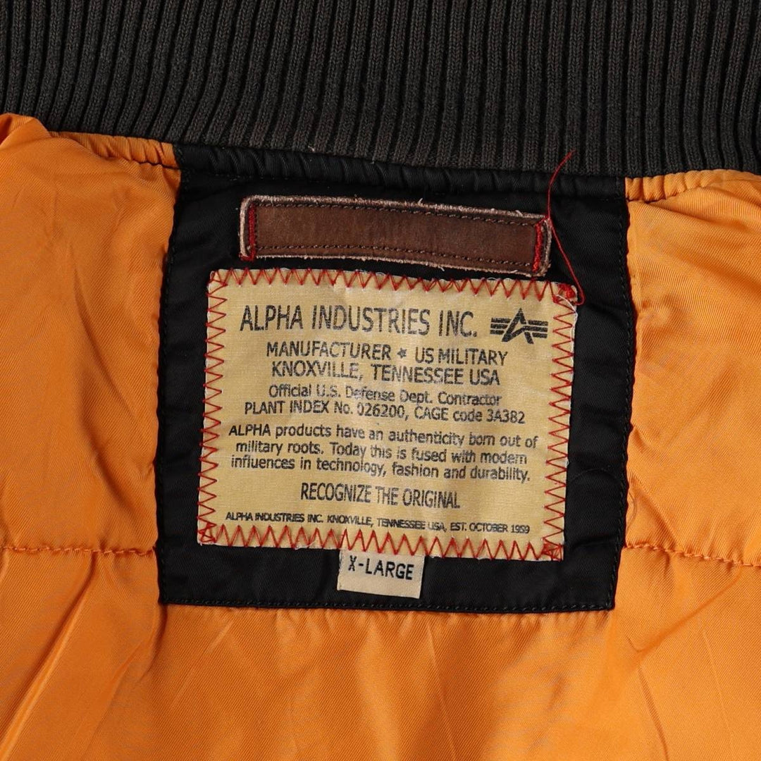 Civilian Alpha MA-1 type padded military flight jacket, men's XL size unclear black type Vintage Second Hand