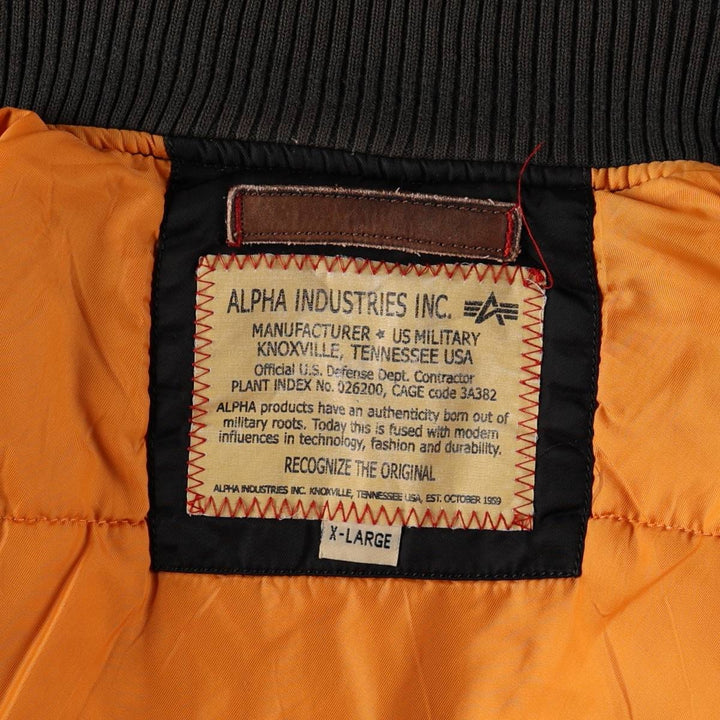 Civilian Alpha MA-1 type padded military flight jacket, men's XL size unclear black type Vintage Second Hand