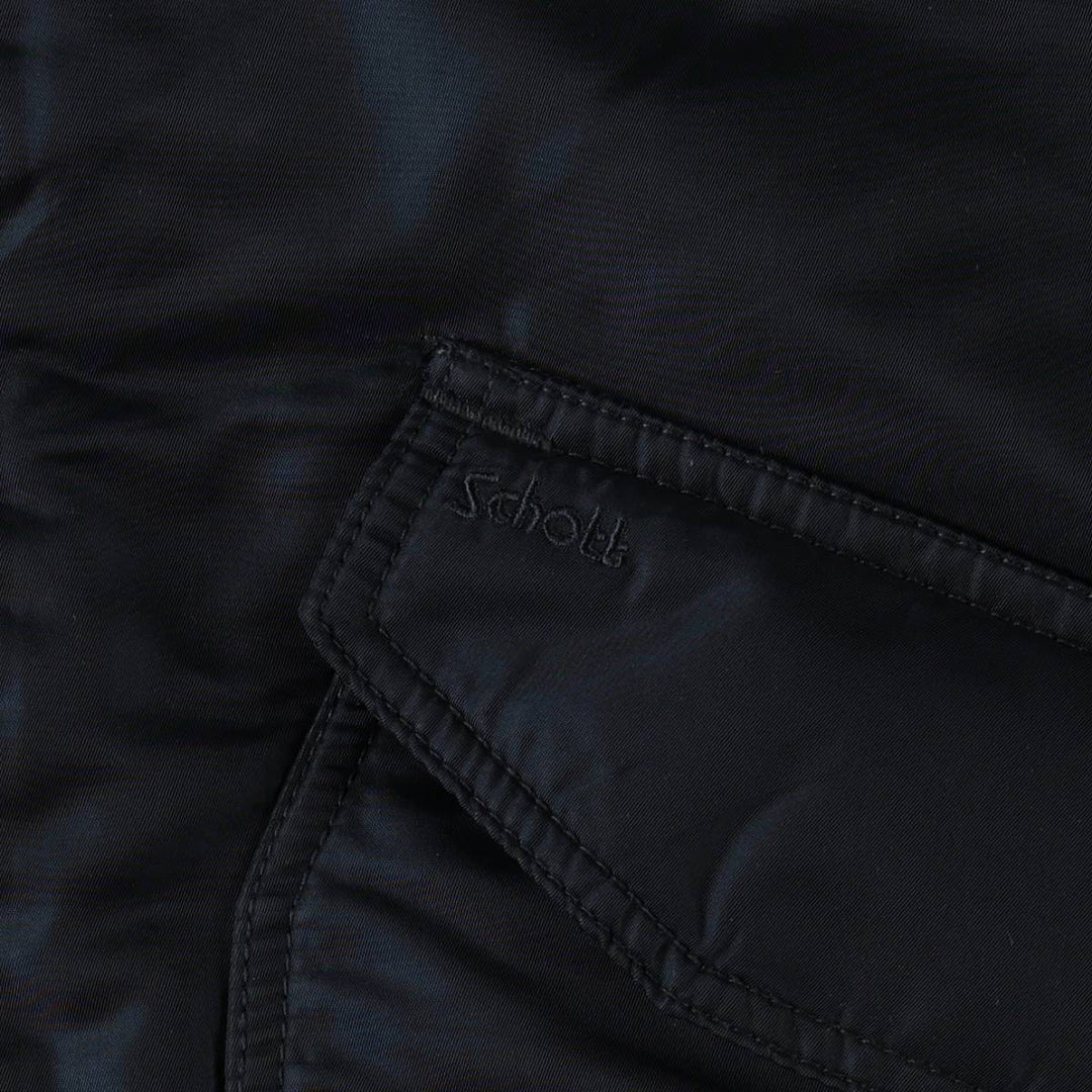 Civilian-made Schott CWU-type padded military flight jacket, men's size XL equivalent. Nylon navy blue type Vintage Second Hand