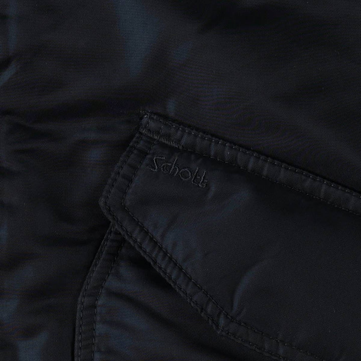 Civilian-made Schott CWU-type padded military flight jacket, men's size XL equivalent. Nylon navy blue type Vintage Second Hand