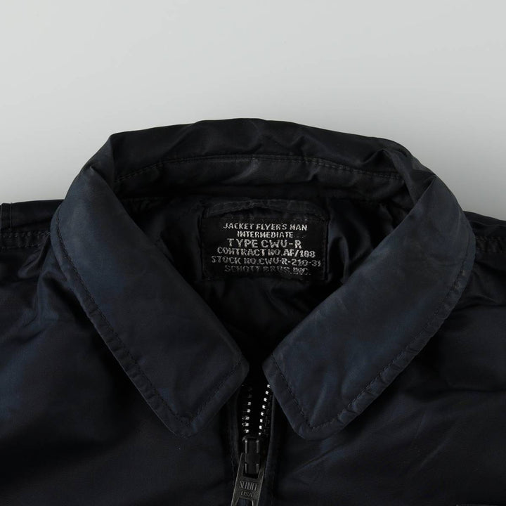 Civilian-made Schott CWU-type padded military flight jacket, men's size XL equivalent. Nylon navy blue type Vintage Second Hand