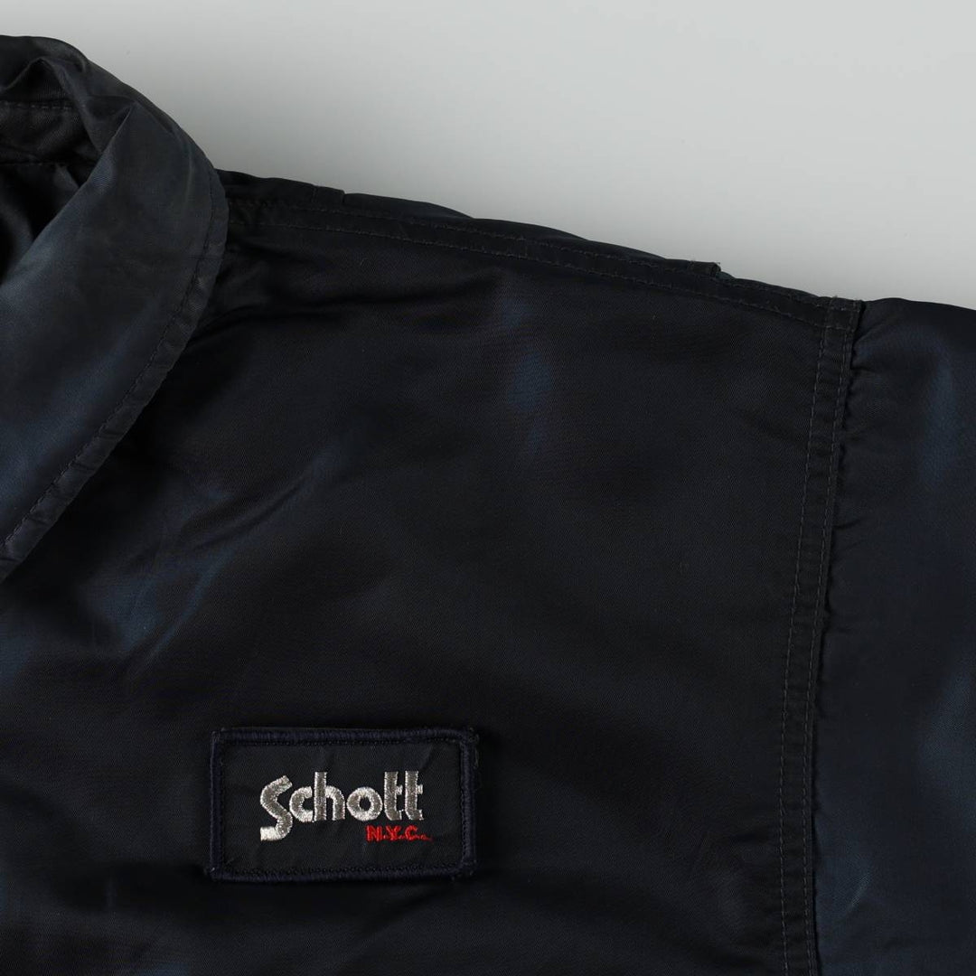 Civilian-made Schott CWU-type padded military flight jacket, men's size XL equivalent. Nylon navy blue type Vintage Second Hand