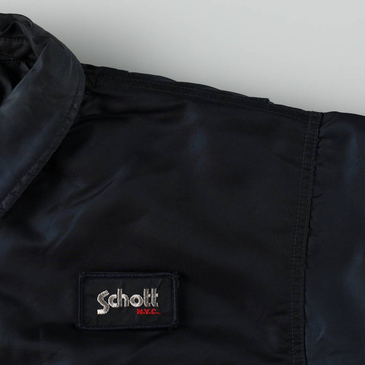 Civilian-made Schott CWU-type padded military flight jacket, men's size XL equivalent. Nylon navy blue type Vintage Second Hand