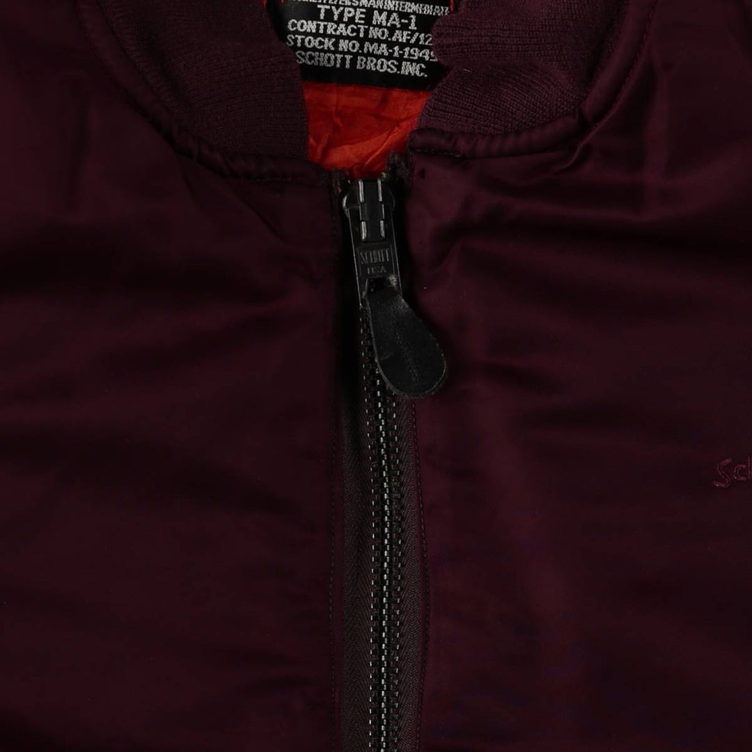 Civilian Schott MA-1 Type Padded Military Flight Jacket, Men's Size XL Nylon Red type red-purple Vintage Second Hand
