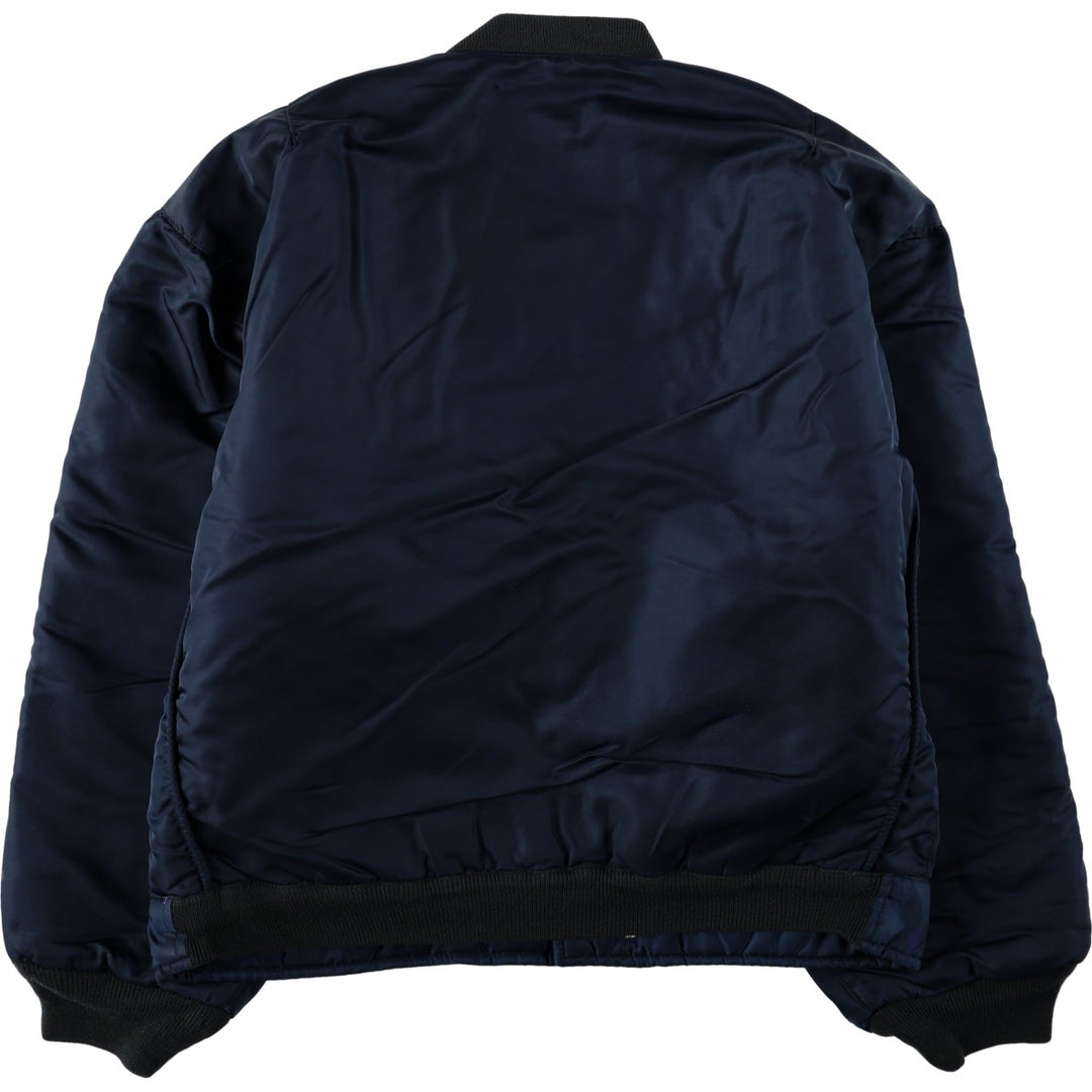 Civilian-made ~90'S Schott MA-1 type padded military flight jacket, size L (equivalent to men's L). Nylon navy blue type Vintage Second Hand
