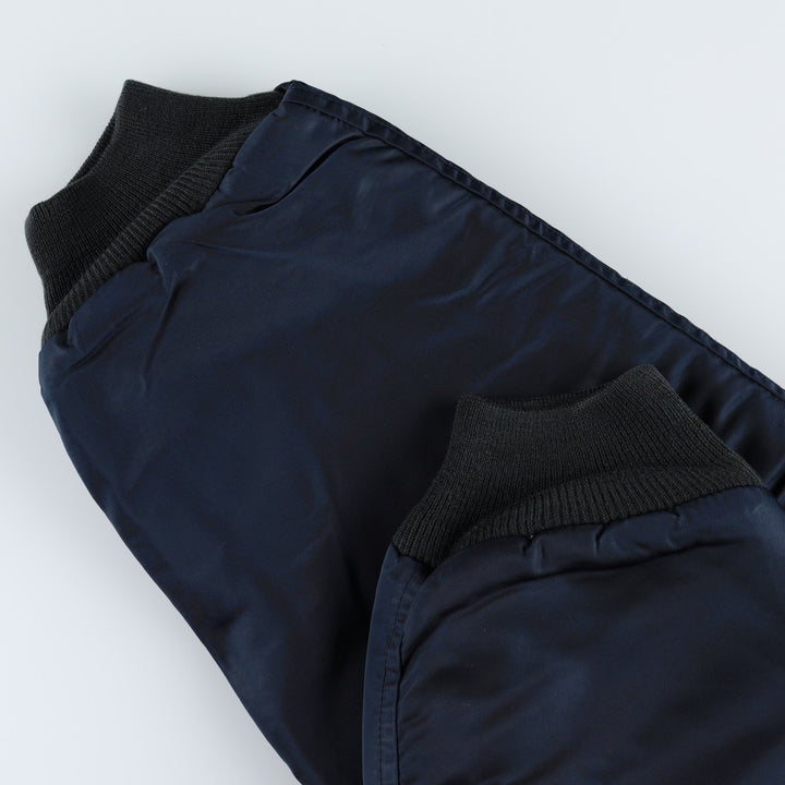 Civilian-made ~90'S Schott MA-1 type padded military flight jacket, size L (equivalent to men's L). Nylon navy blue type Vintage Second Hand