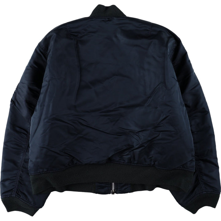 Civilian product SCHOTT MA-1 type padded military flight jacket, men's size L Nylon navy blue type Vintage Second Hand