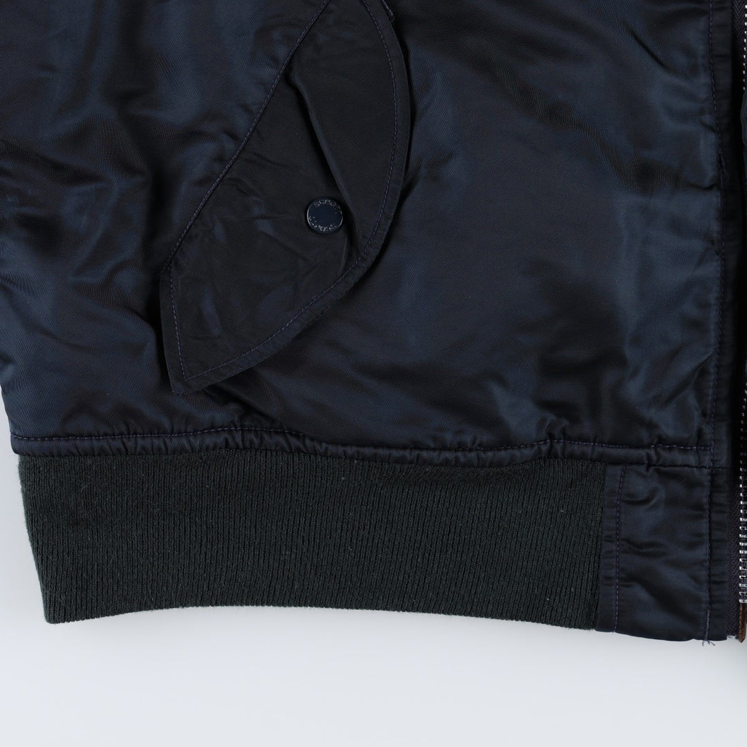 Civilian product SCHOTT MA-1 type padded military flight jacket, men's size L Nylon navy blue type Vintage Second Hand