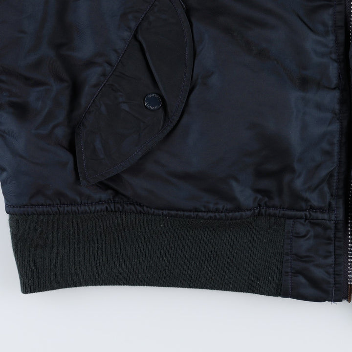 Civilian product SCHOTT MA-1 type padded military flight jacket, men's size L Nylon navy blue type Vintage Second Hand