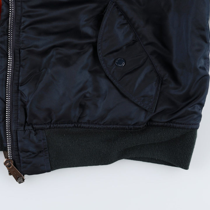 Civilian product SCHOTT MA-1 type padded military flight jacket, men's size L Nylon navy blue type Vintage Second Hand