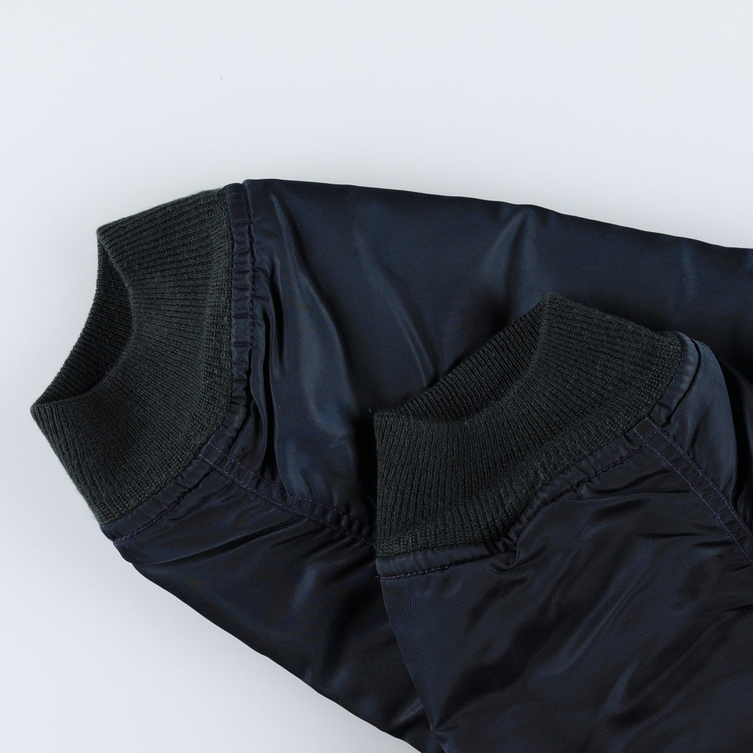 Civilian product SCHOTT MA-1 type padded military flight jacket, men's size L Nylon navy blue type Vintage Second Hand