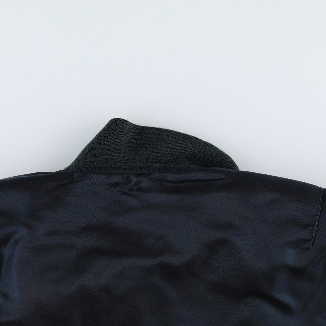Civilian product SCHOTT MA-1 type padded military flight jacket, men's size L Nylon navy blue type Vintage Second Hand